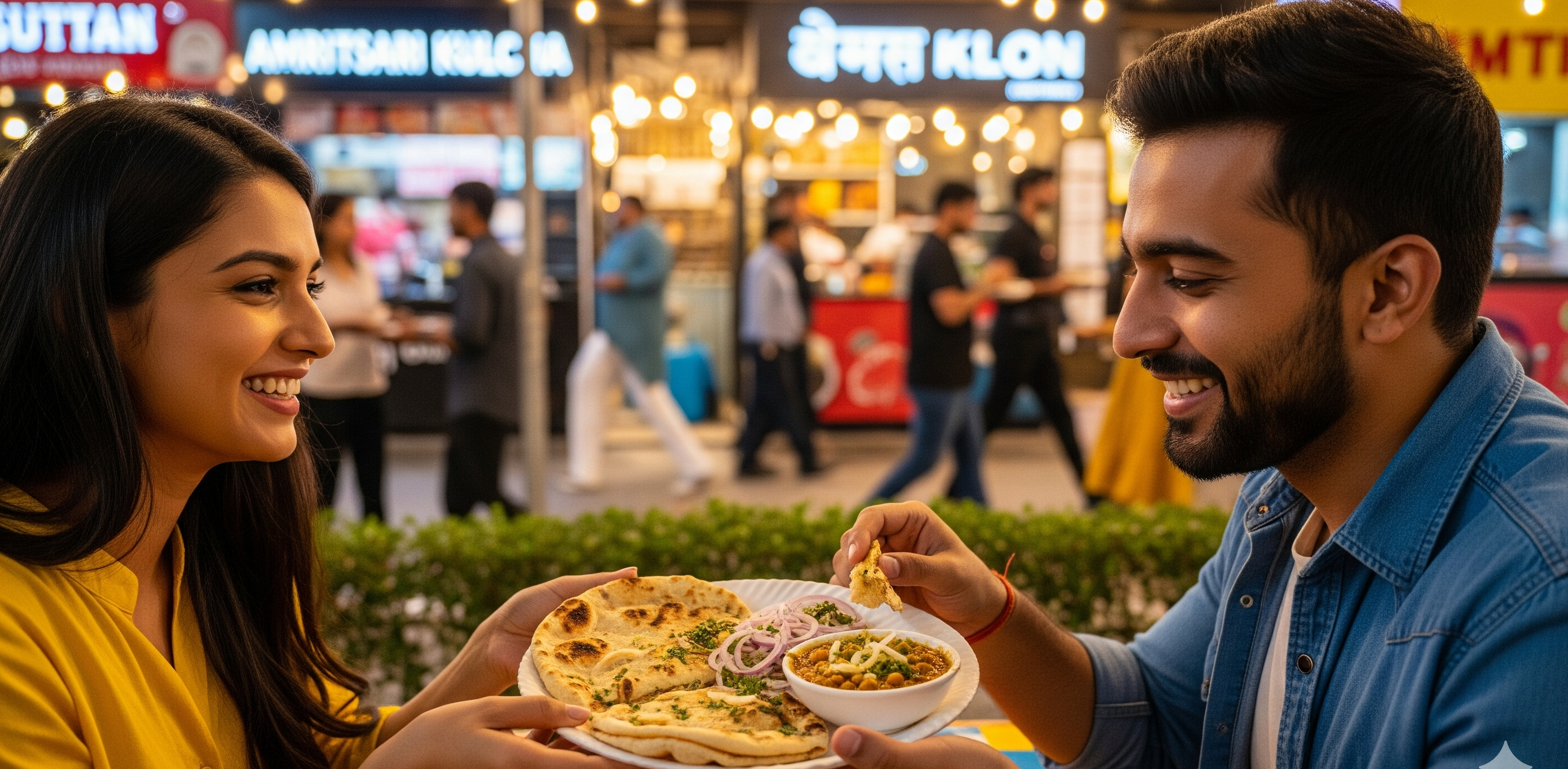 A bustling market street in Amritsar
