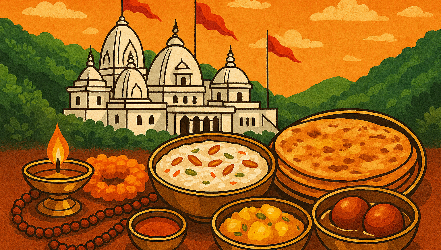 A plate of hot paranthas and street food in Katra